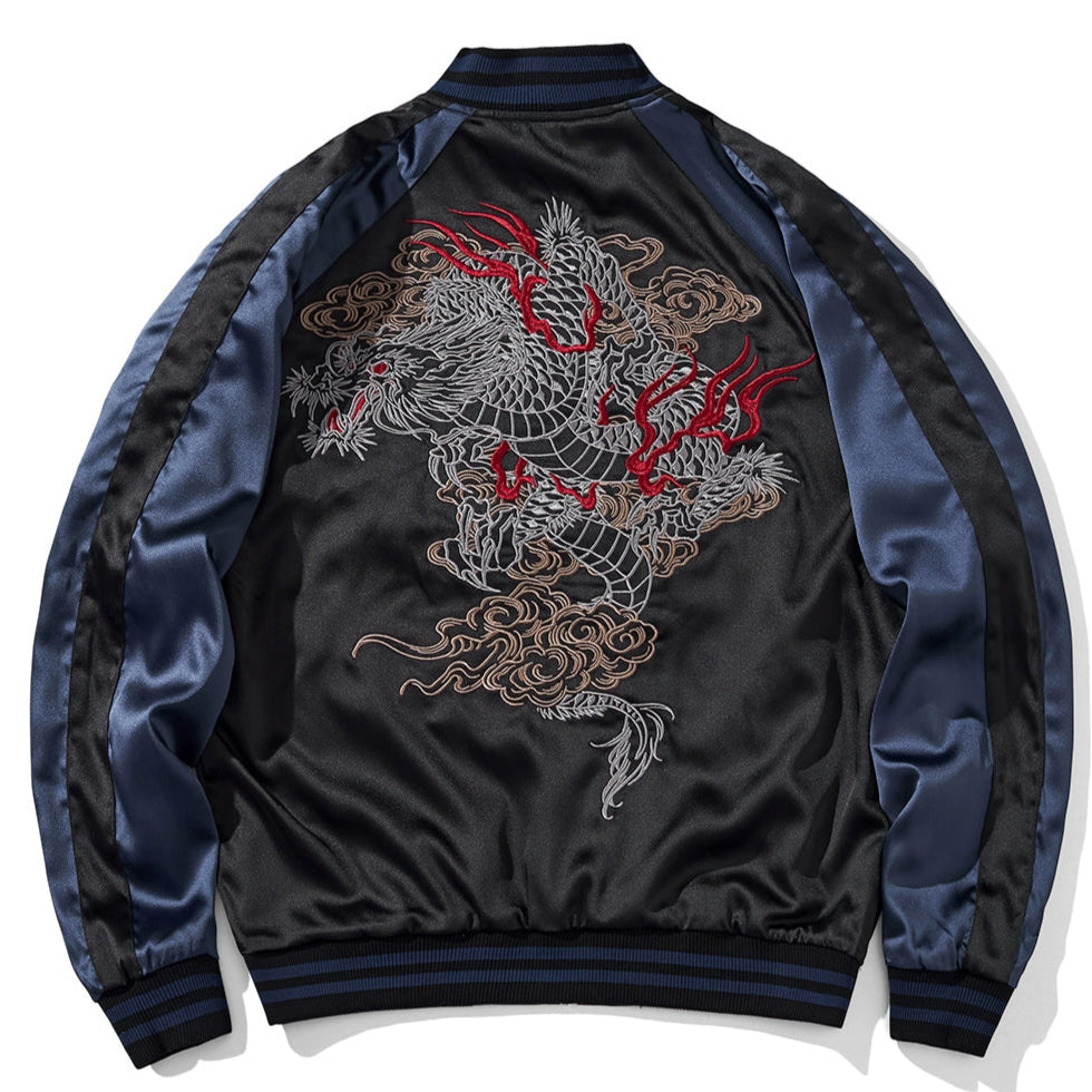 Descending Dragon Sukajan Souvenir Bomber Jacket (Reversible)