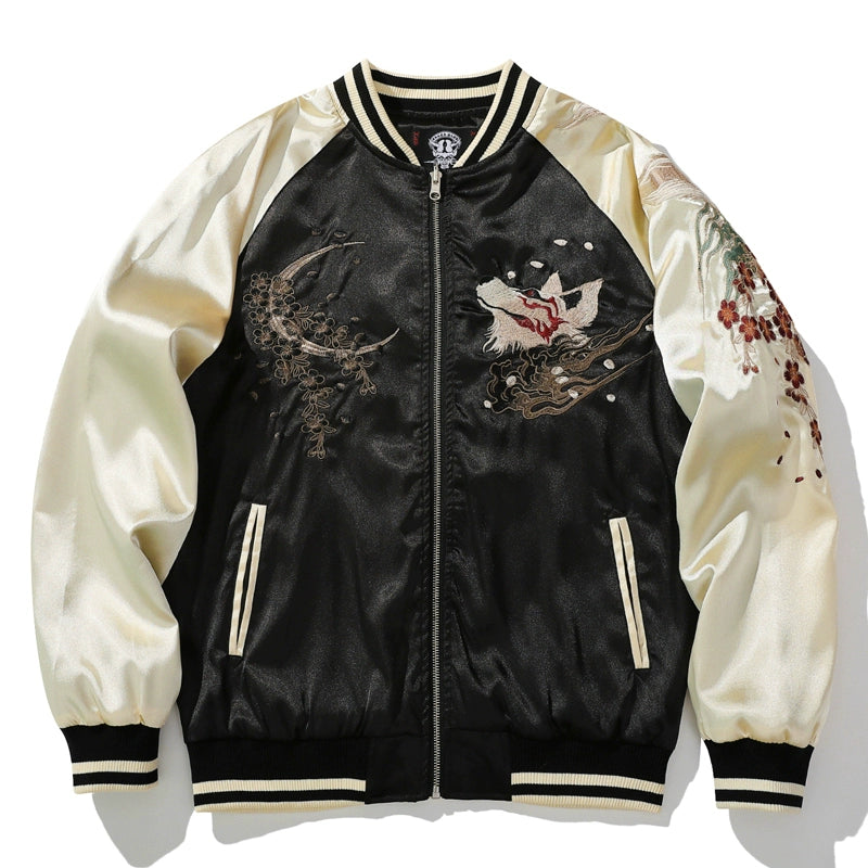 [Limited Edition] Kitsune 九尾の狐 Sukajan Souvenir Bomber Jacket (Navy or Beige)