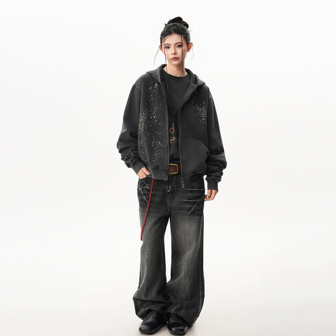 Hoshizora Rhinestone Zip Hoodie