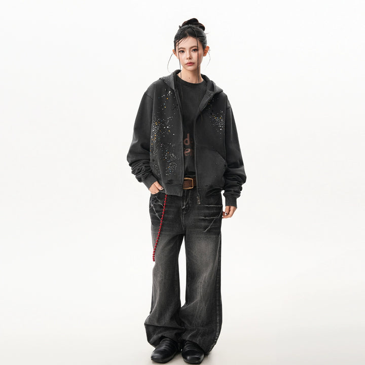 Hoshizora Rhinestone Zip Hoodie