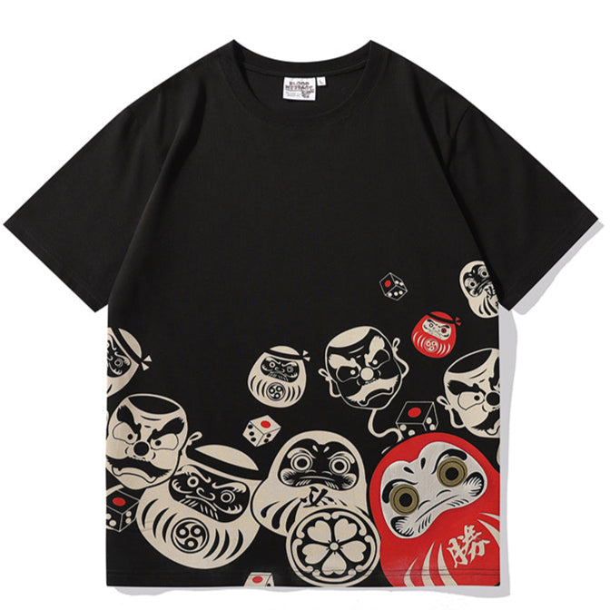 Fukujin Doraku Daruma Print T-Shirt