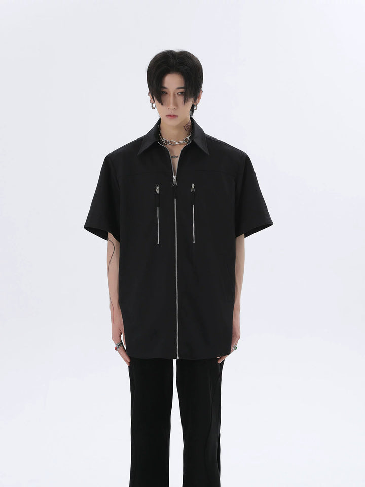 HARH "Obsidian" Original short-sleeved zip-up shirt