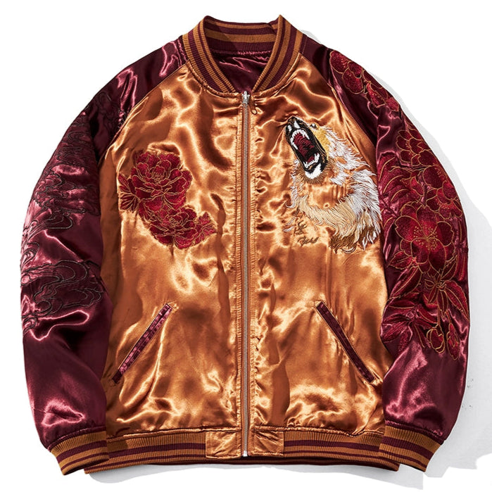 Raging Wolf Sukajan Souvenir Bomber Jacktet (Reversible)