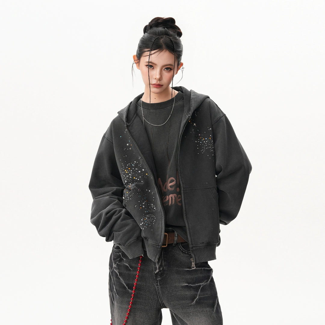 Hoshizora Rhinestone Zip Hoodie