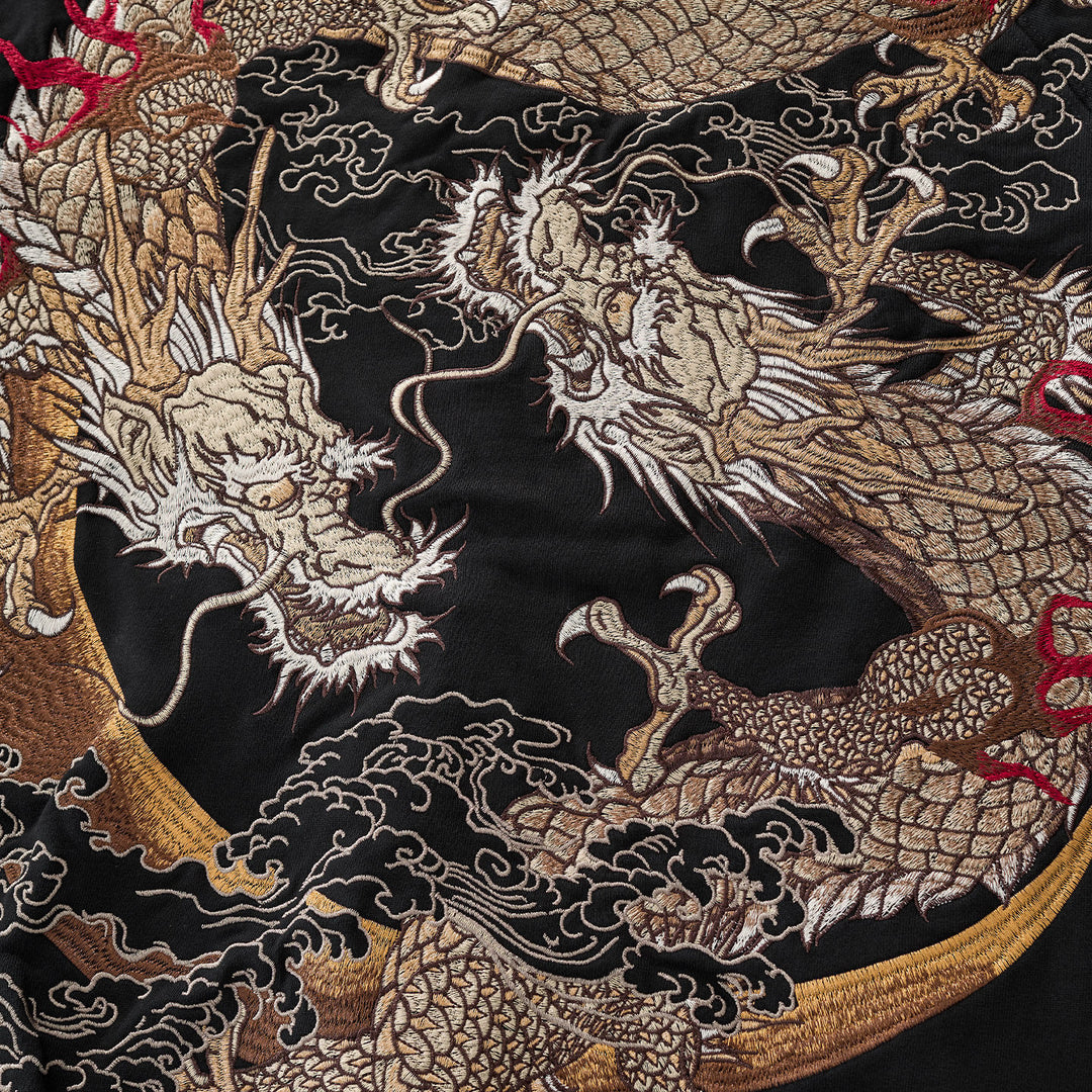 Ryūjin Dual Dragon Embroidered Hoodie