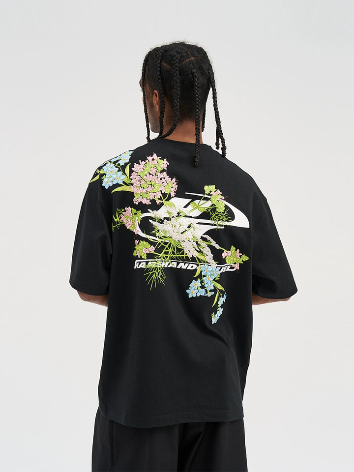 HARSH and CRUEL Floral Embroidered T-shirt