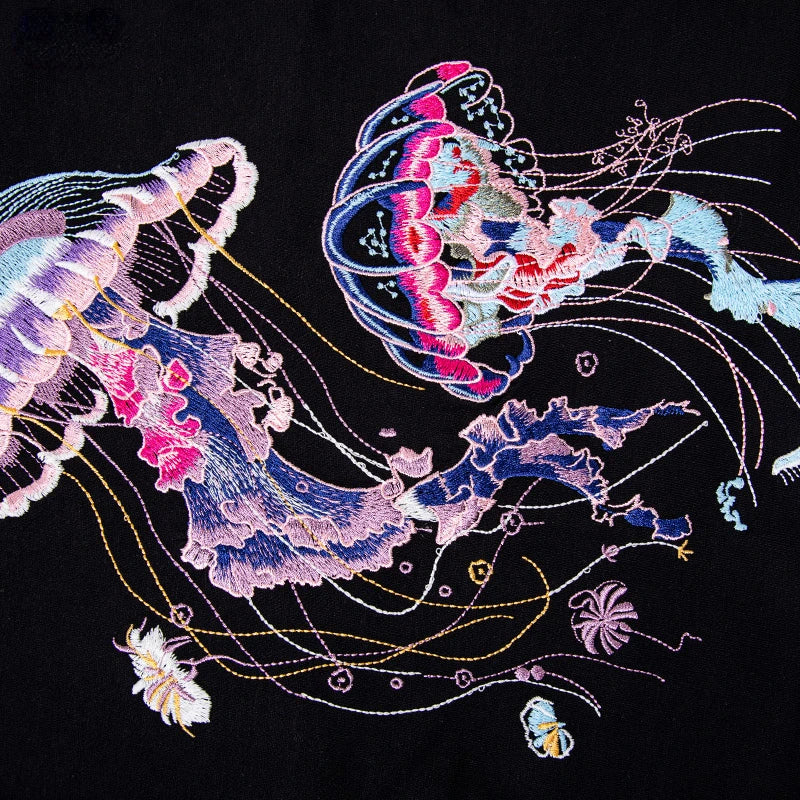 Dual Jellyfish Embroidered T-shirt