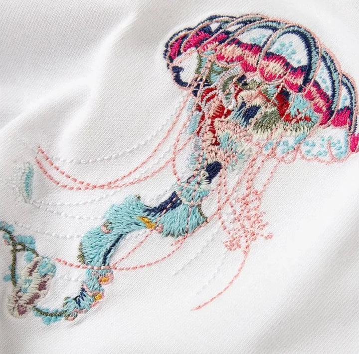 Dual Jellyfish Embroidered T-shirt