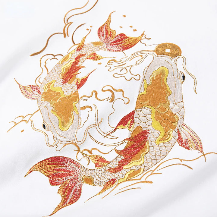 Dual Koi Embroidered T-shirt