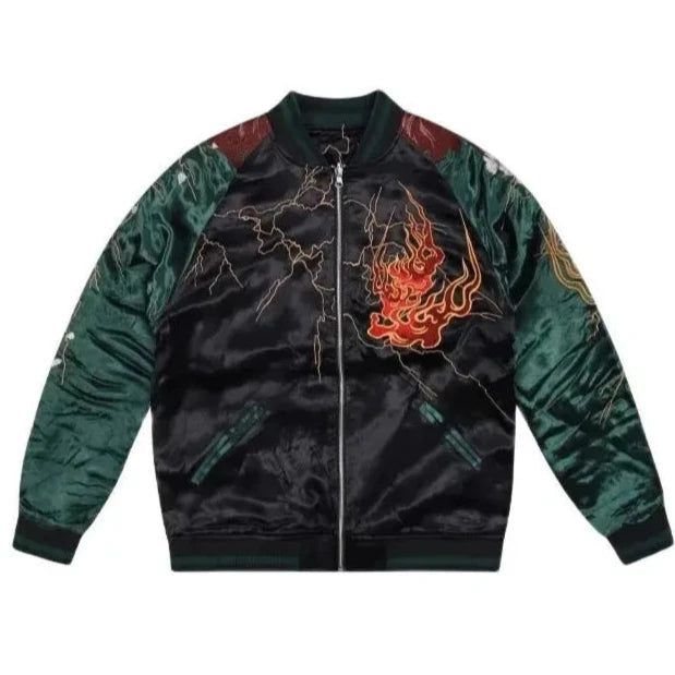 Oni Firestorm Reversible Sukajan Souvenir Bomber Jacket