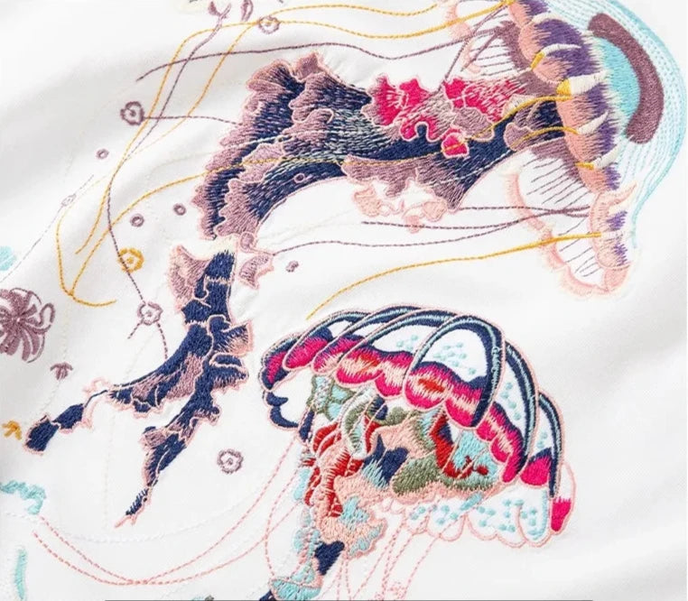 Dual Jellyfish Embroidered T-shirt