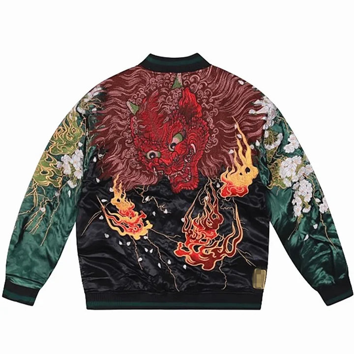 Oni Firestorm Reversible Sukajan Souvenir Bomber Jacket