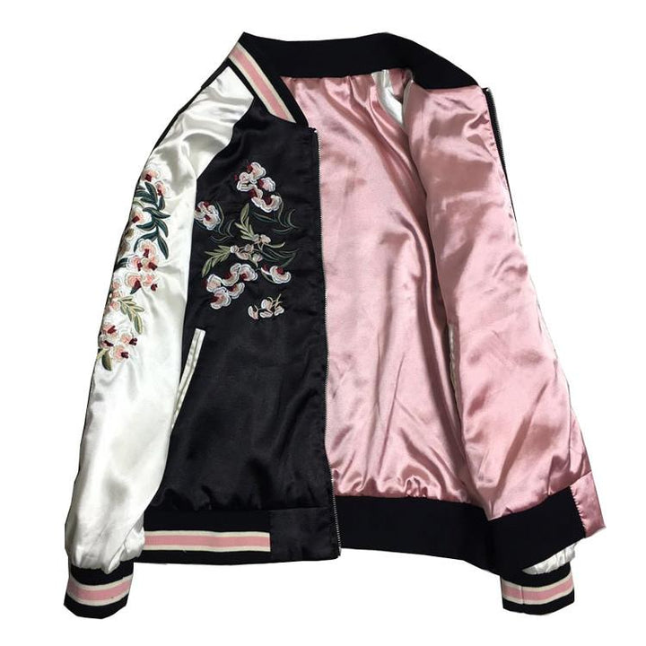 桜の多用途 Blossom Verso Sukajan Souvenir Bomber Jacket