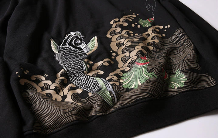 Embroidered Carp Hoodie – Shizuka Collective - Main Image