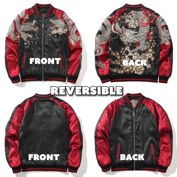 Imperial Dragon Blossom Sukajan Souvenir Bomber Jacket