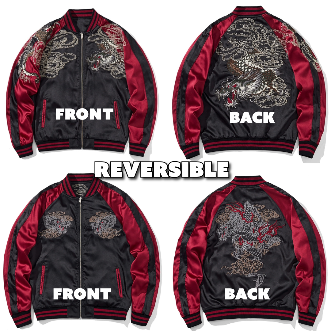 Descending Dragon Sukajan Souvenir Bomber Jacket (Reversible)