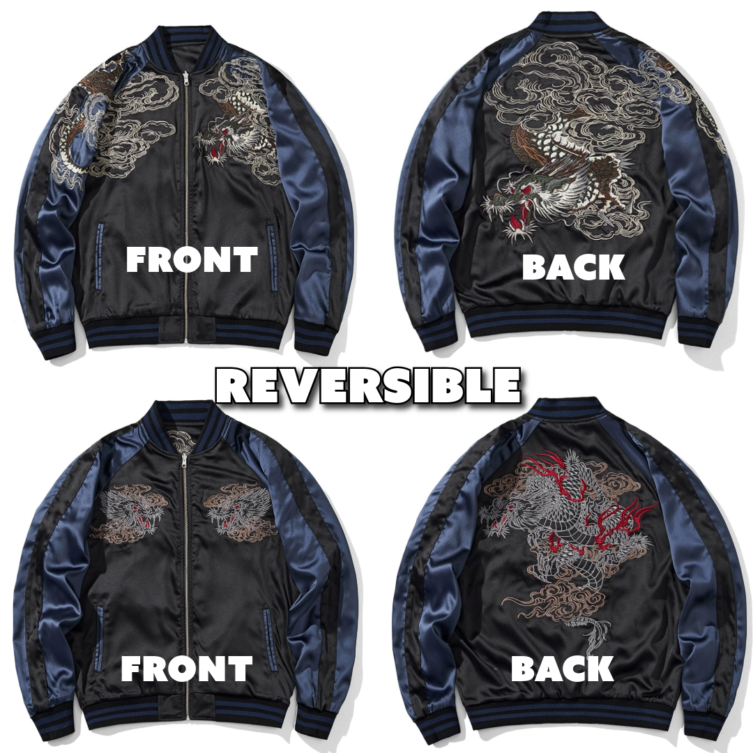 Descending Dragon Sukajan Souvenir Bomber Jacket (Reversible)