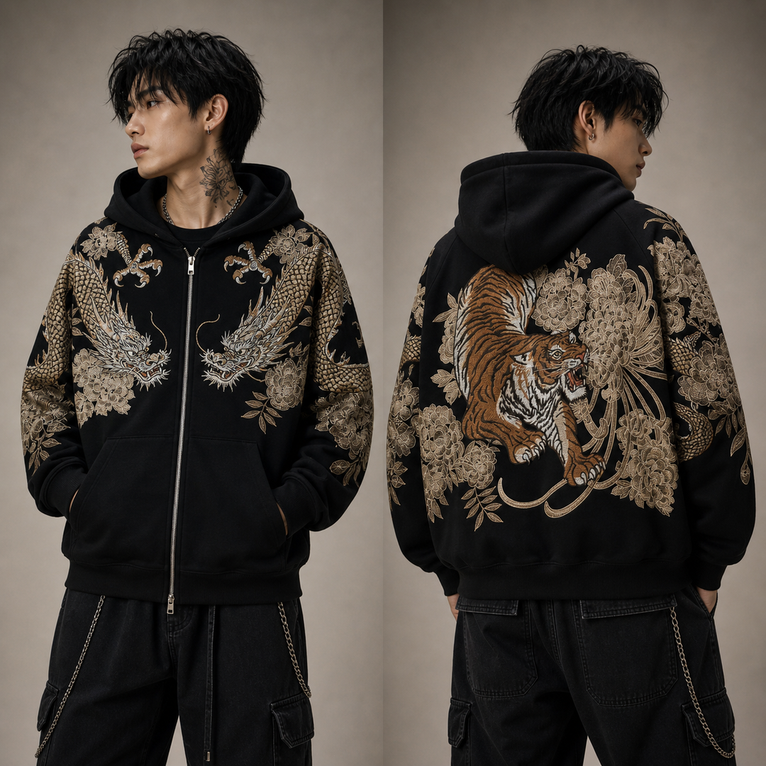Raijin Tiger Embroidered Hoodie