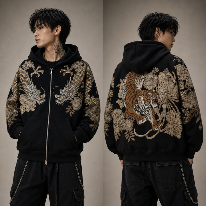 Raijin Tiger Embroidered Hoodie