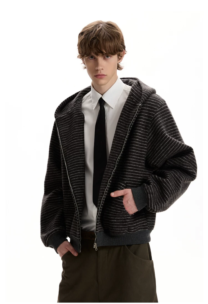 Akiro Striped Hooded Zip Jacket