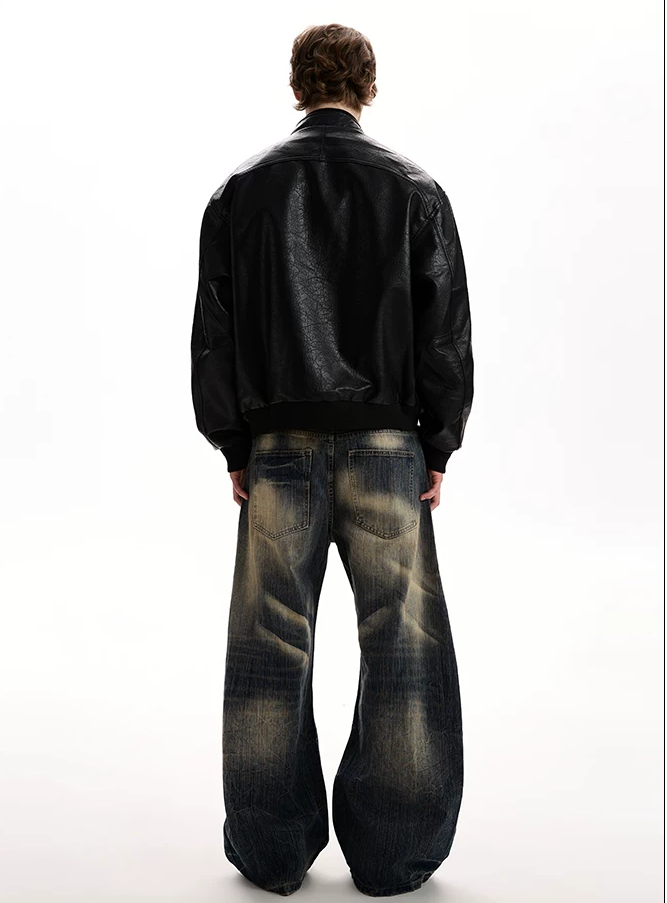 Kurose PU Leather Bomber Jacket